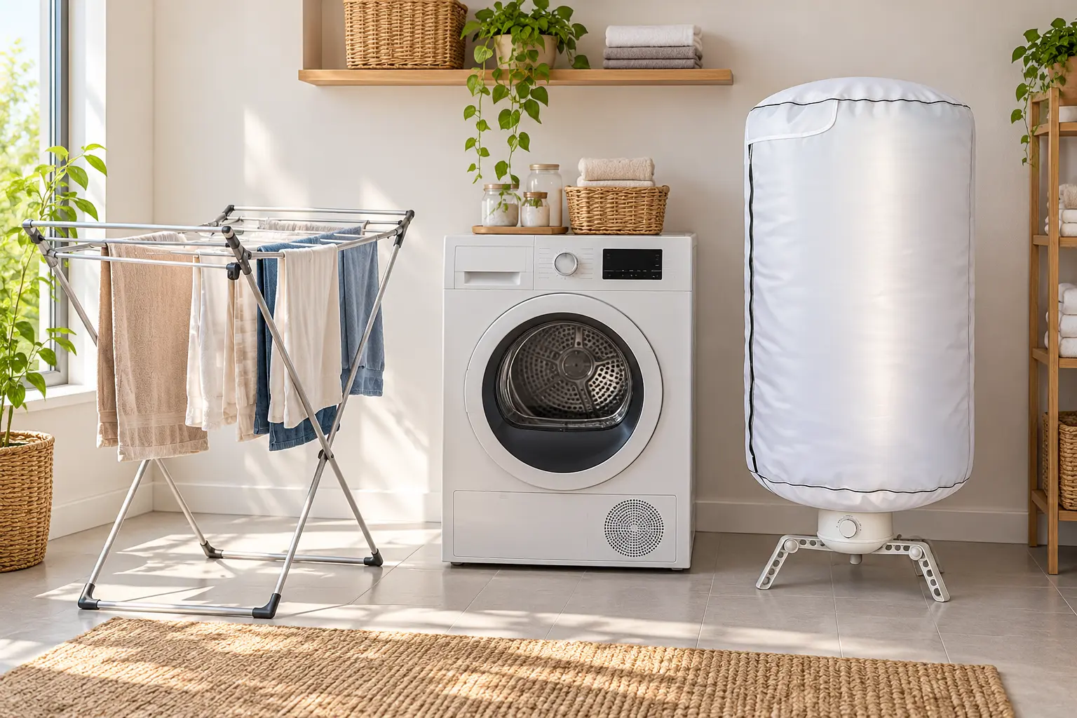 Сравнение между обикновен простор, барабанна сушилня и Foliamo AirDry
