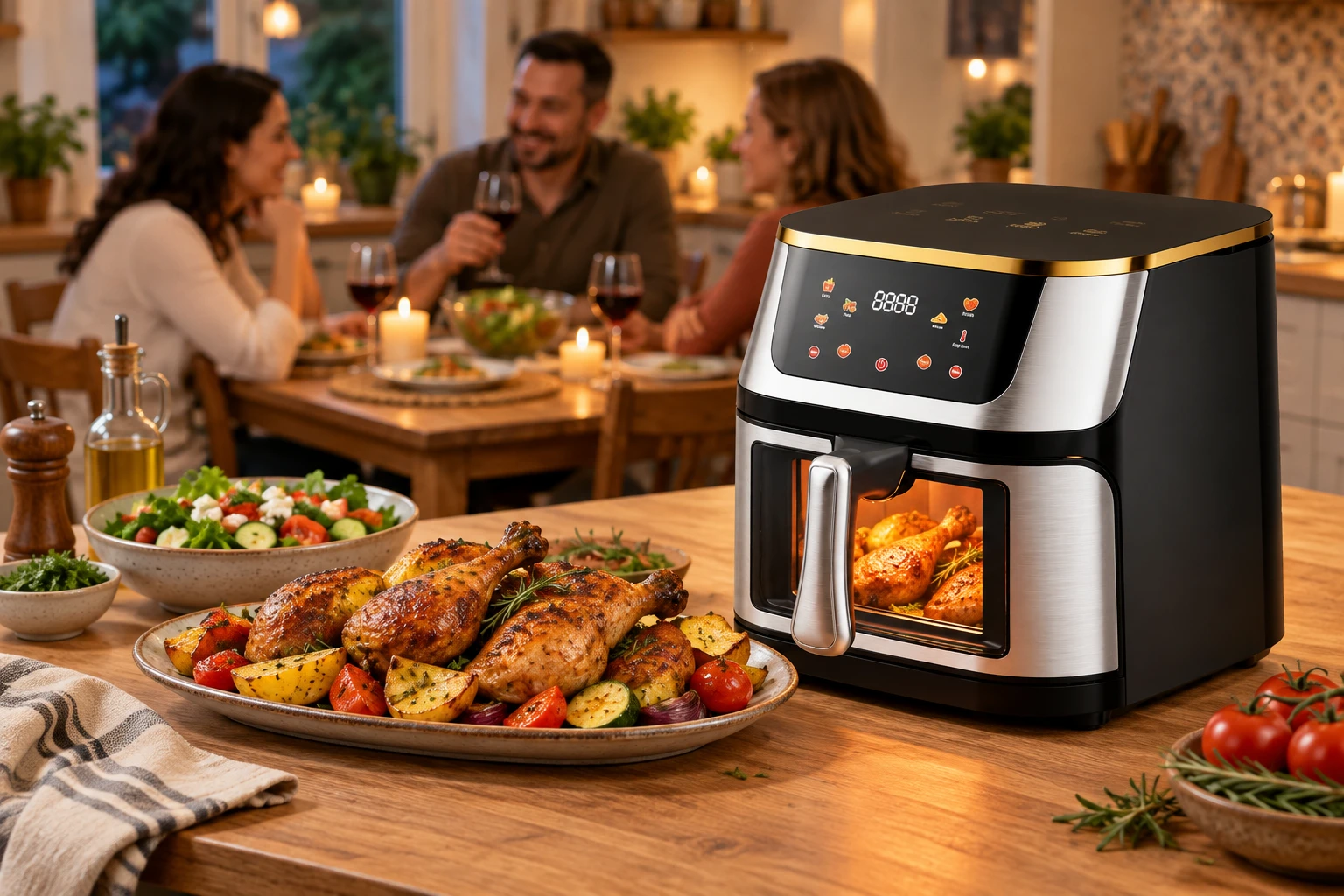 Air Fryer Migliore и вечеря за семейство в домашна кухня