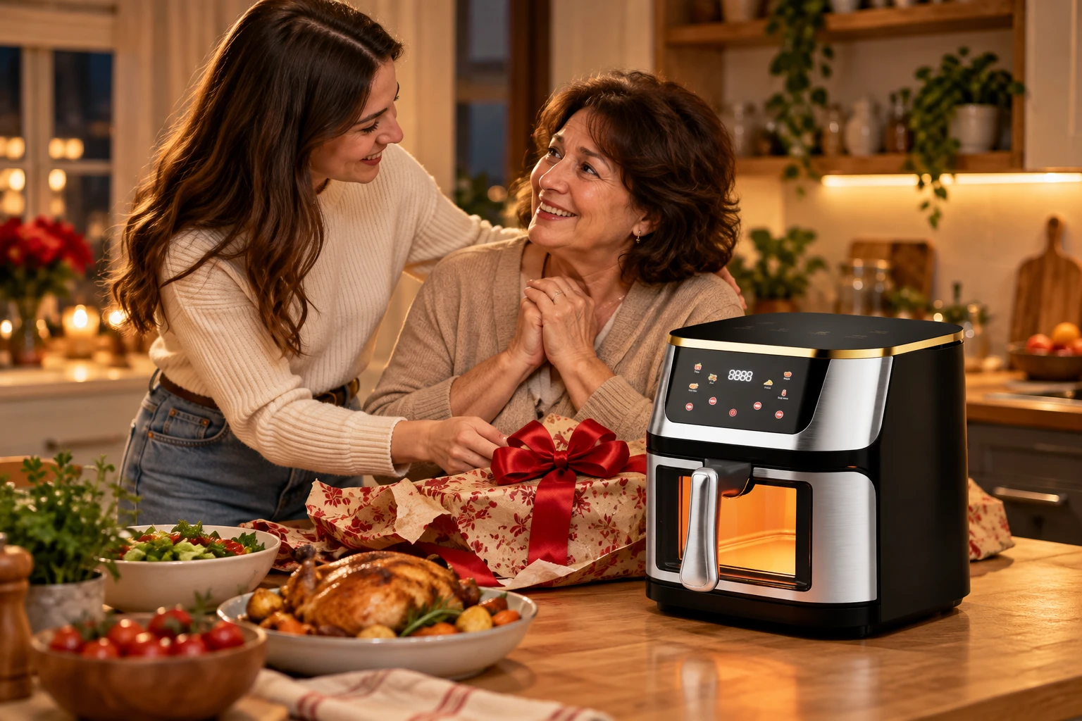 Дъщеря подарява Air Fryer Migliore на майка си в домашна кухня