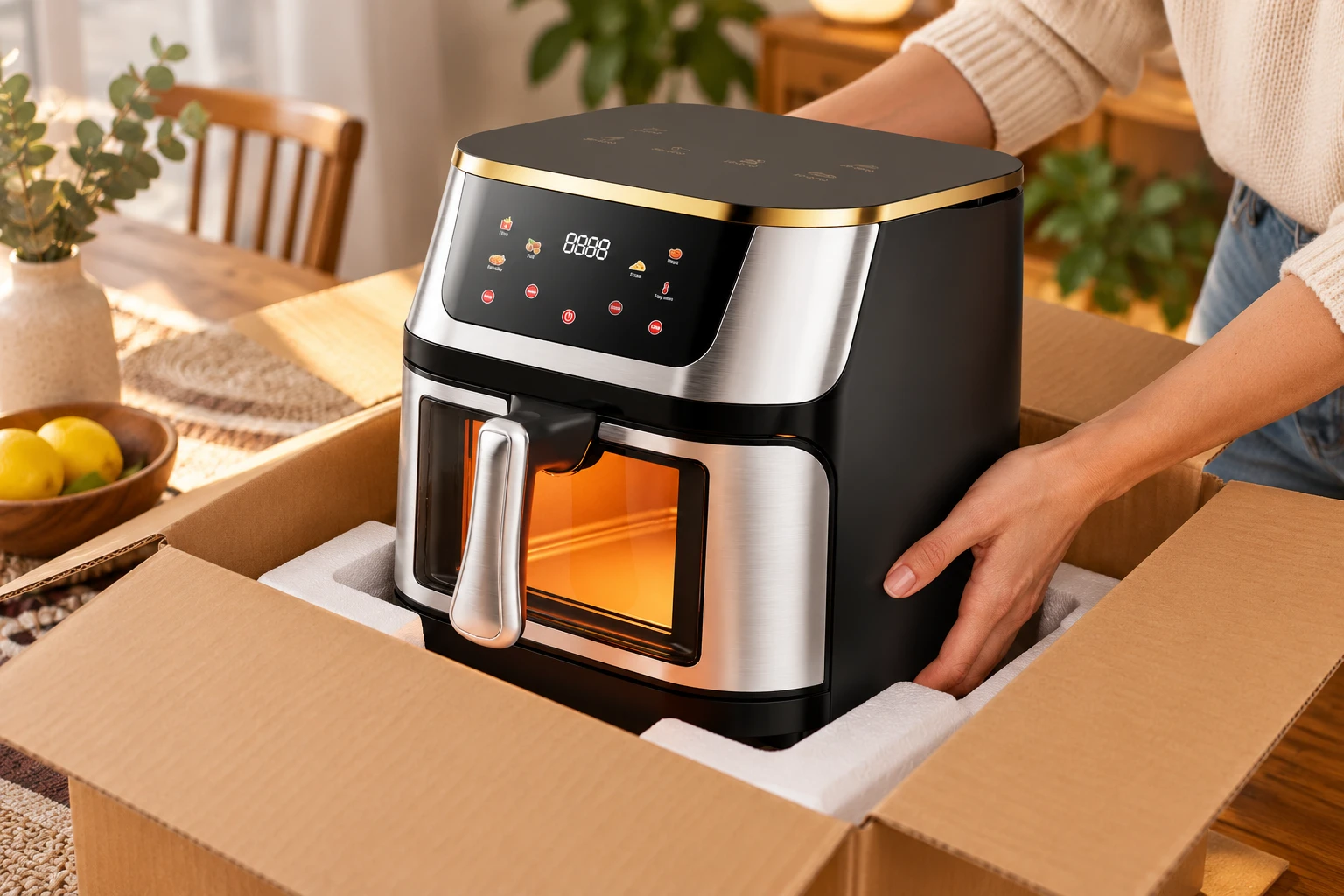 Разопаковане на Air Fryer Migliore в домашна обстановка